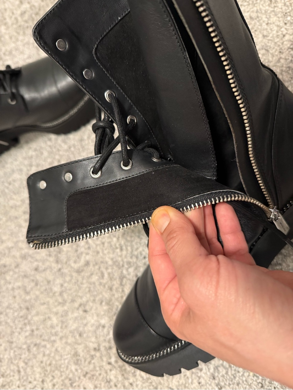 Michael Kors Black Leather Platform Combat Boots Size 7 Never Worn - Picture 16 of 16